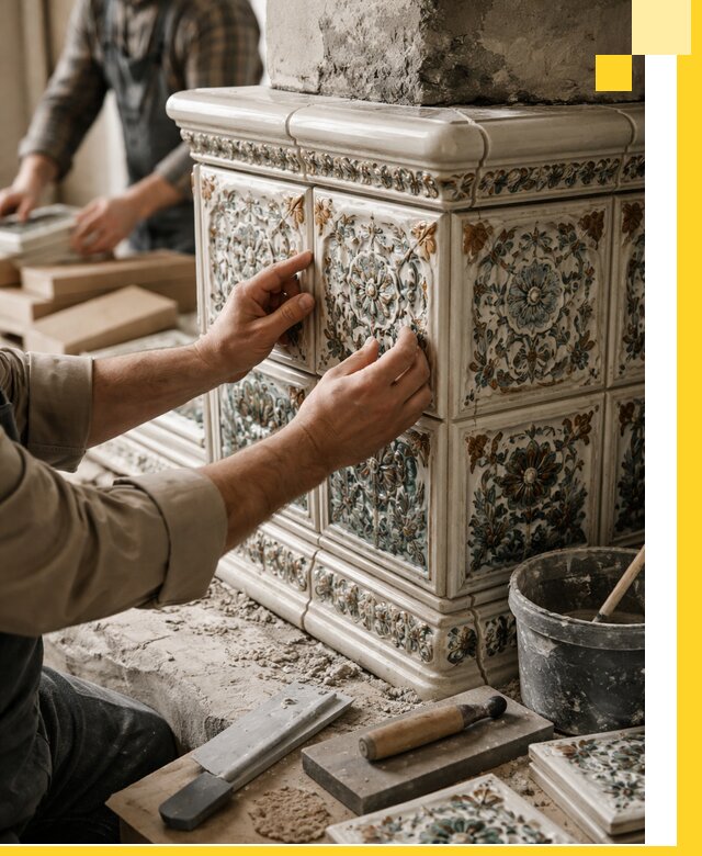 Изразцовые камины под ключ в Казани: проект и монтаж