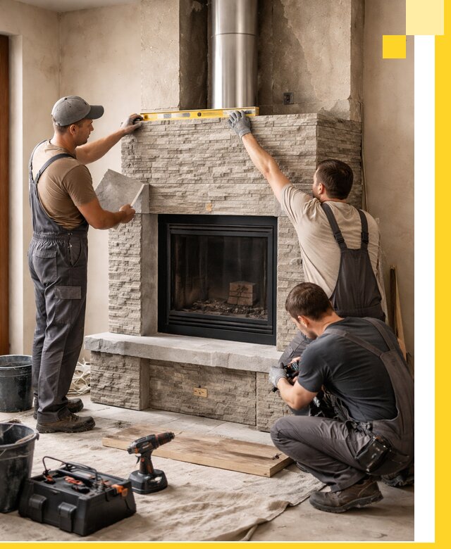 Профессиональный монтаж каминов под ключ в Казани для дома