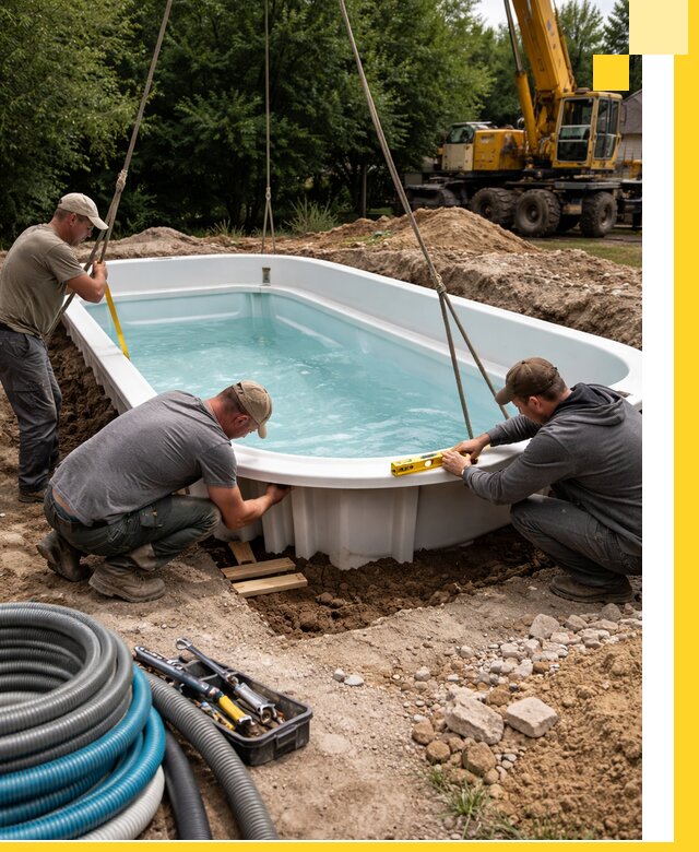 Установка и монтаж композитных бассейнов под ключ в Казани