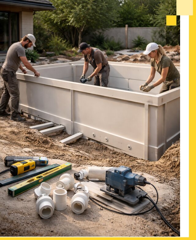 Установка полипропиленовых бассейнов под ключ в Казани