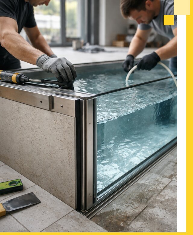 Проектирование и монтаж стеклянных бассейнов в Казани