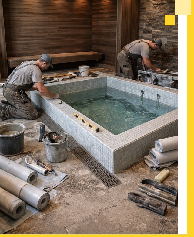 Установка и строительство бассейнов для сауны в Казани