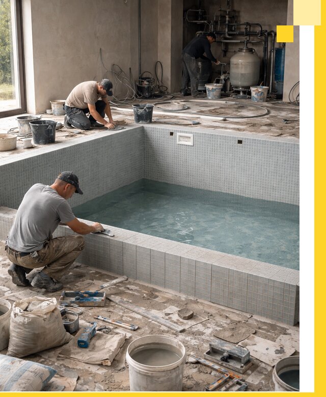 Строительство и монтаж бассейнов в помещении в Казани