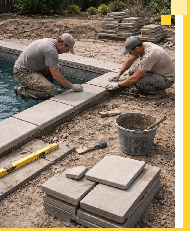 Установка и изготовление копингового камня для бассейнов в Казани