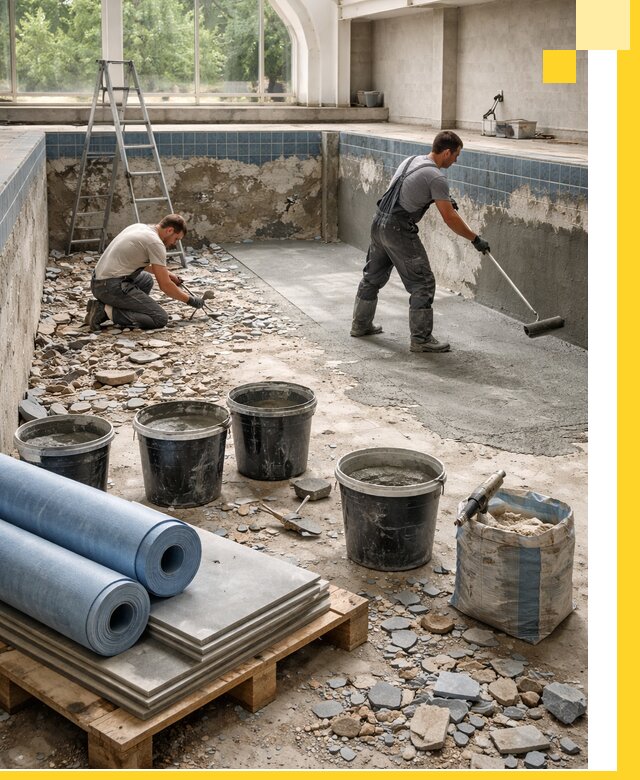 Реконструкция бассейнов в Казани: ремонт, гидроизоляция