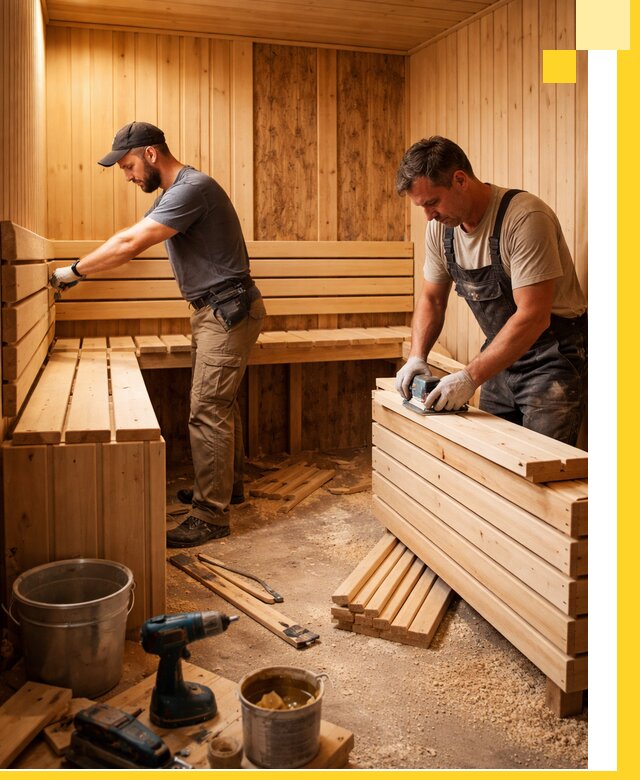 Профессиональный комплексный ремонт саун под ключ в Казани