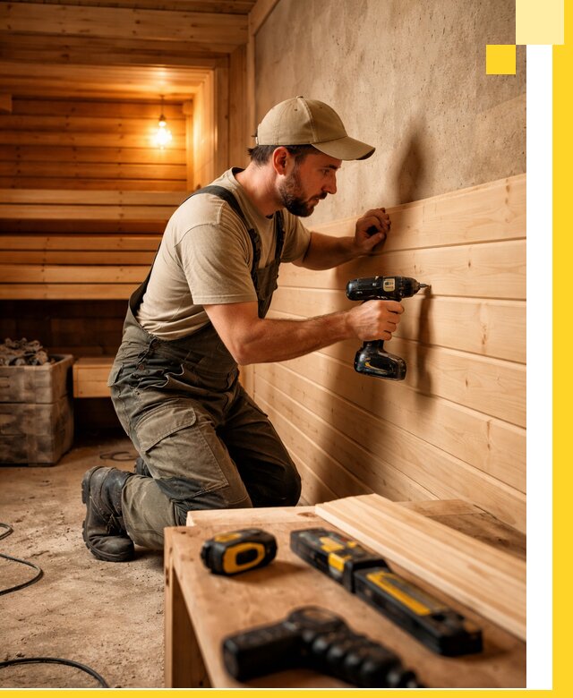 Профессиональная внутренняя отделка бани в Казани под ключ