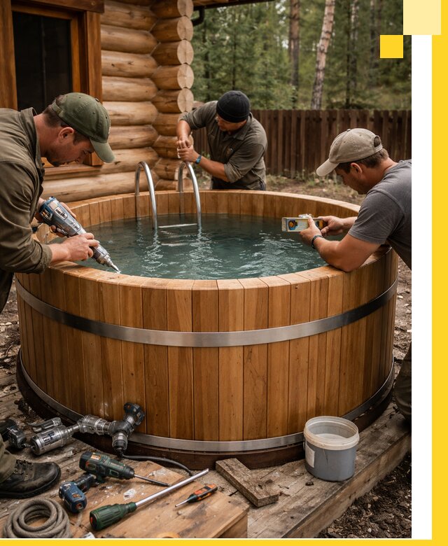 Строительство бань с купелью под ключ и отделкой в Казани