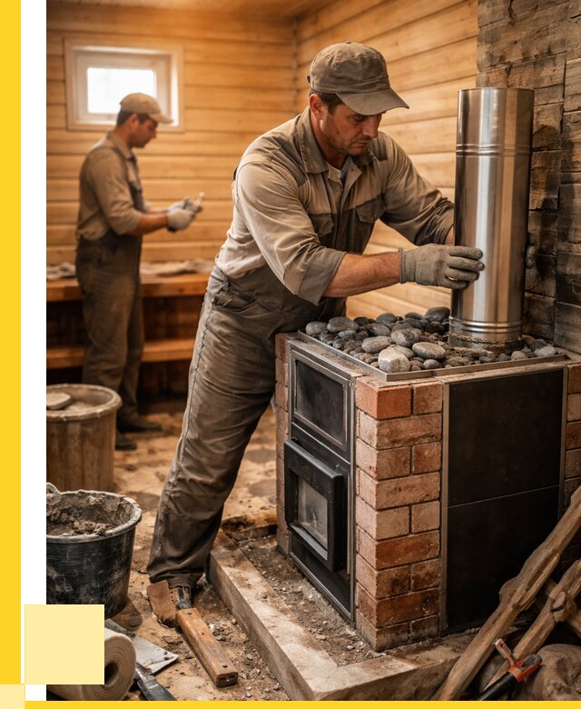 Монтаж печи в бане под ключ в Казани от 21234 р. | ЭриданКзн