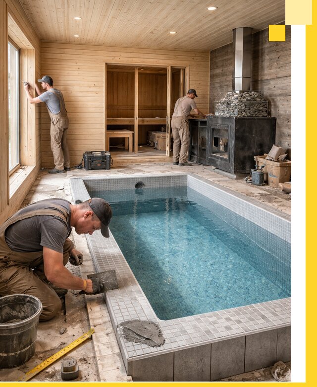 Проект бани с бассейном и сауной в Казани под ключ