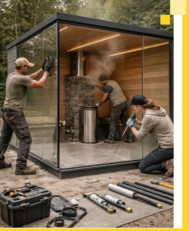 Проектирование и строительство стеклянных бань в Казани