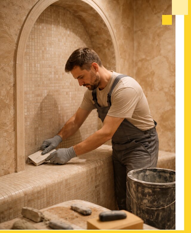 Профессиональная отделка хамамов с мозаикой под ключ в Казани