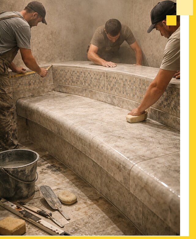 Изготовление и установка сидений для хамама в Казани