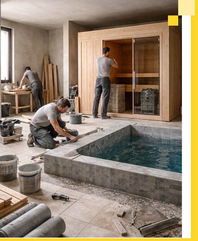 SPA зоны под ключ с бассейном сауной и печью в Казани